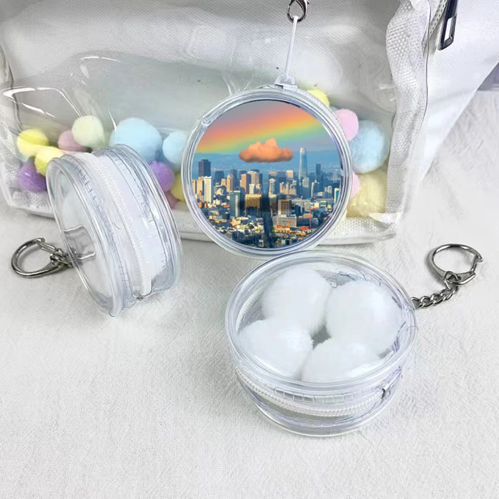 

Mini Protector Case Baji Display Small Bag Round Pouch Clear Outdoor Bag Pins Badges Case Student Button Transparent Round Pouch