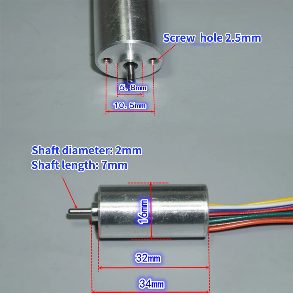 Micro moteur sans balais 1632 Hall BLDC 8V-18V 5600-12000 tr/min