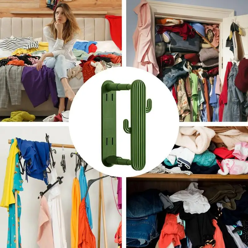 Hanger Organizer Wall Mount Cactus Shape Hanger Storage Holder Extendable Hanger Organizer Rack Space Saving Holder For Hangers 3