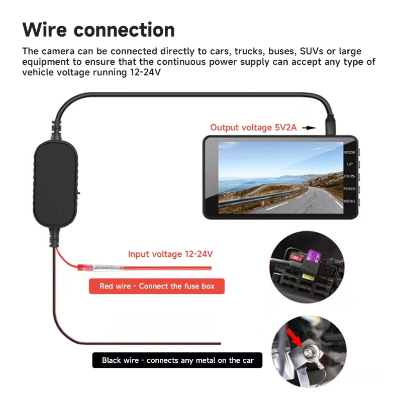 Waterproof 12V/24V to 5V 2A Converter DC-DC Step Down Module Power Adapter for Car Dash Cams GPS Devices and Phones
