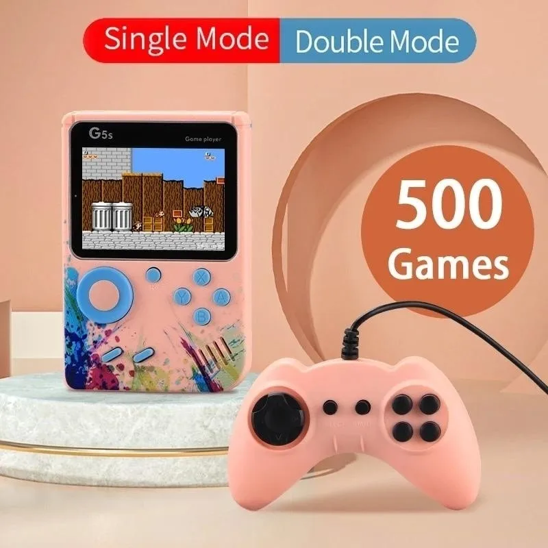 Console Per Videogiochi Mini Lettore Di Giochi Portatile Tv Retrò Portatile 500 Giochi Integrati Schermo Lcd Uscita Av Supporto 2 Giocatori Gamepad