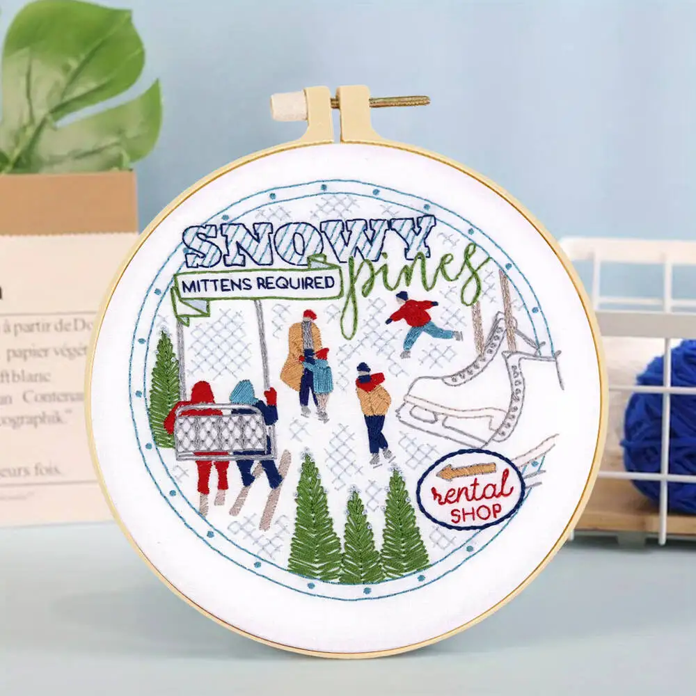 Animal Embroidery Kit With Circular Bird Including Needles Pattern Cloth Mixed Colors Suitable For Beginners