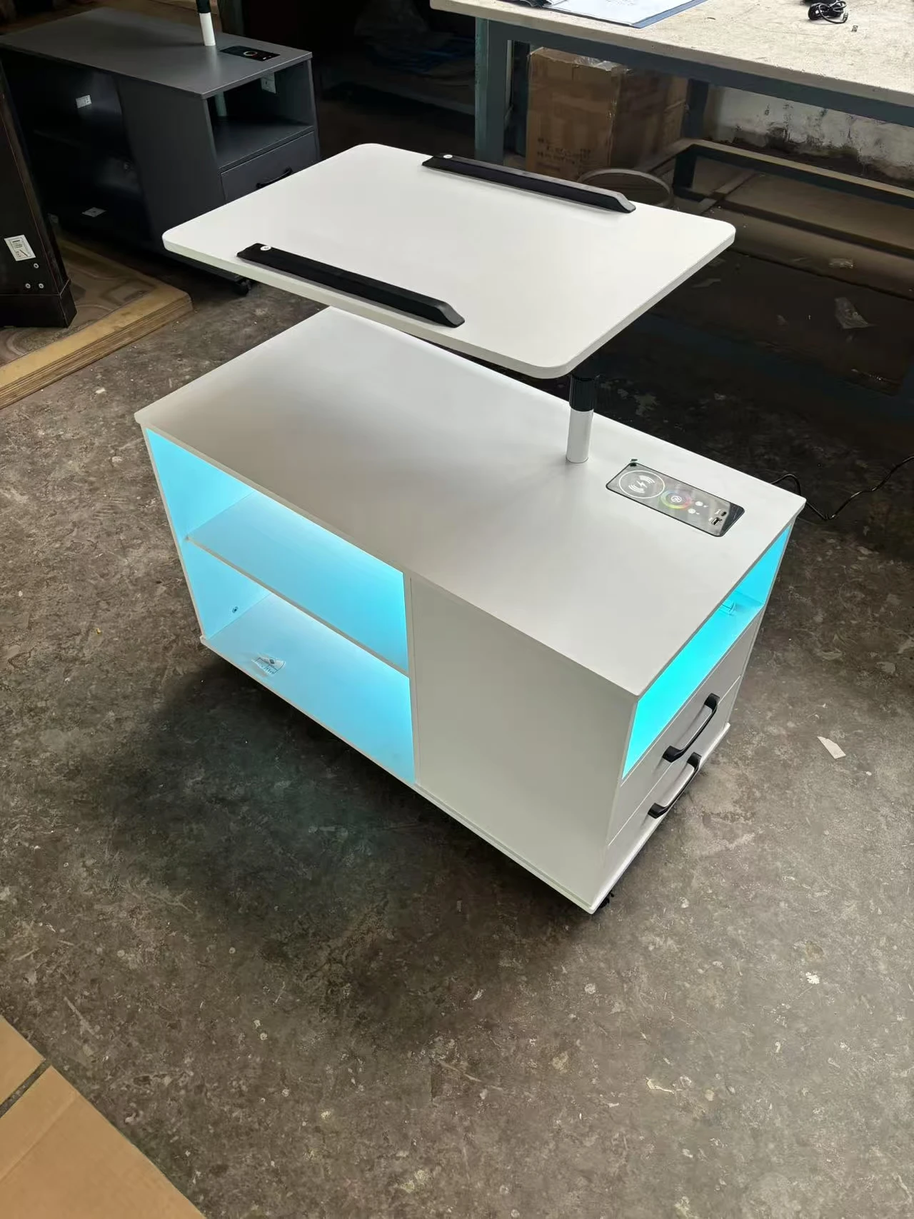JDPAG Nightstand with Wireless Charging Station and Auto Senor,RGB Bedside Table with 360&deg; Adjustable Rotary Table