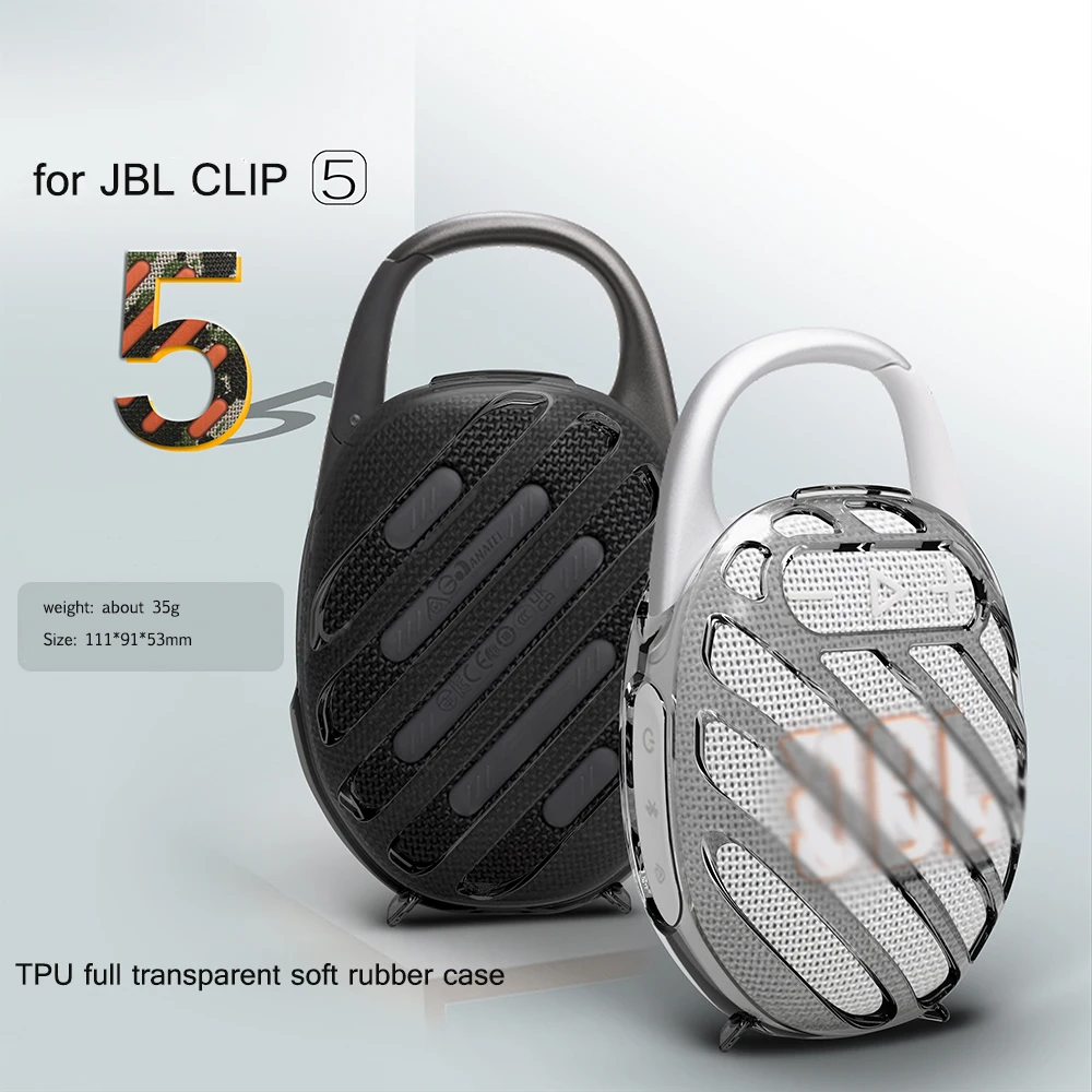 Coque TPU Souple Et Anti-rayures Pour JBL Clip 5 – Protection Durable Sans Bloquer Les Ports – Noir Translucide