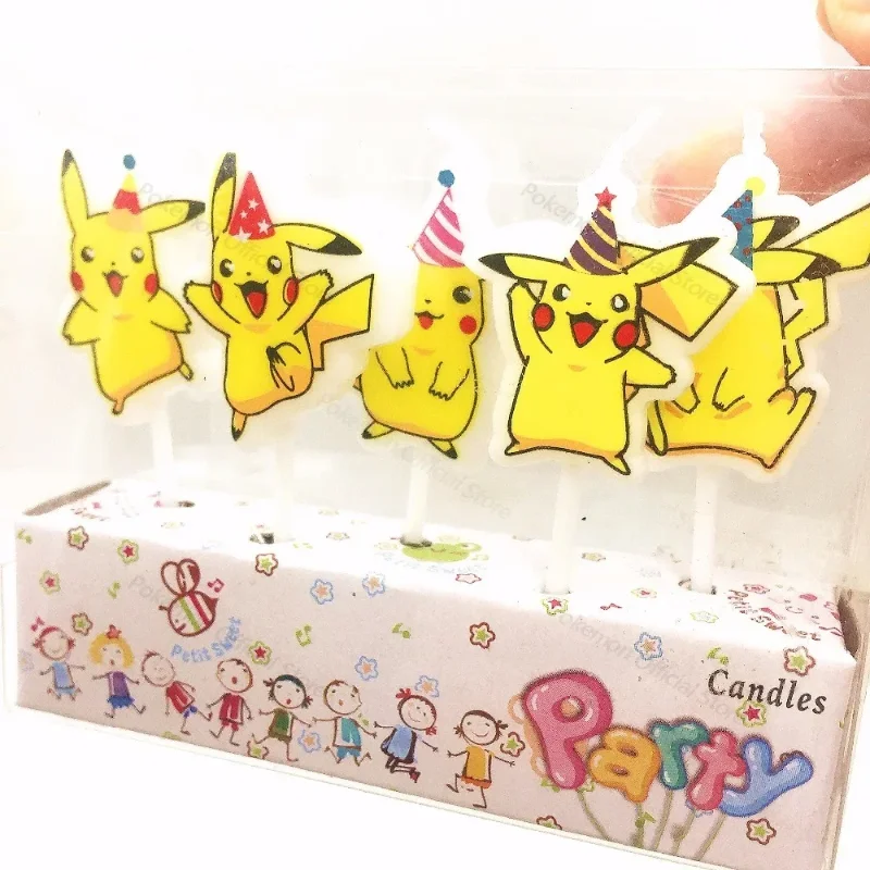 5 Stuks Pokemon Kaars Anime Figuur Pikachu Kinderen Verjaardagstaart Decoratie Levert Schattige Cartoon Feestaccessoires Benodigdheden