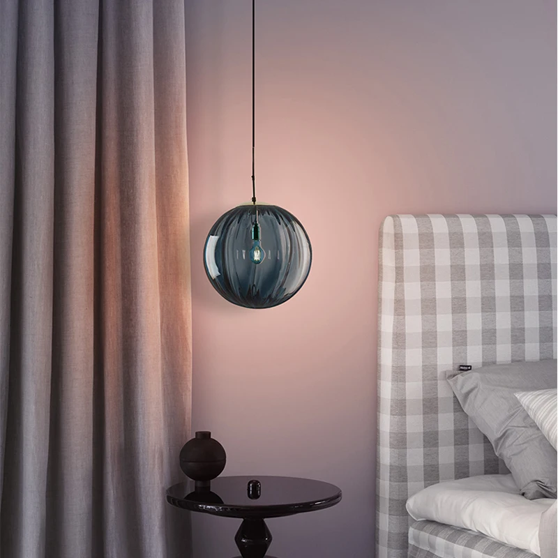 모던 LED 펜던트 조명, 북유럽 유리 볼 행잉 램프, 침실 다이닝 룸 바 장식, 로프트 조명기구, 서스펜션 주방 비품