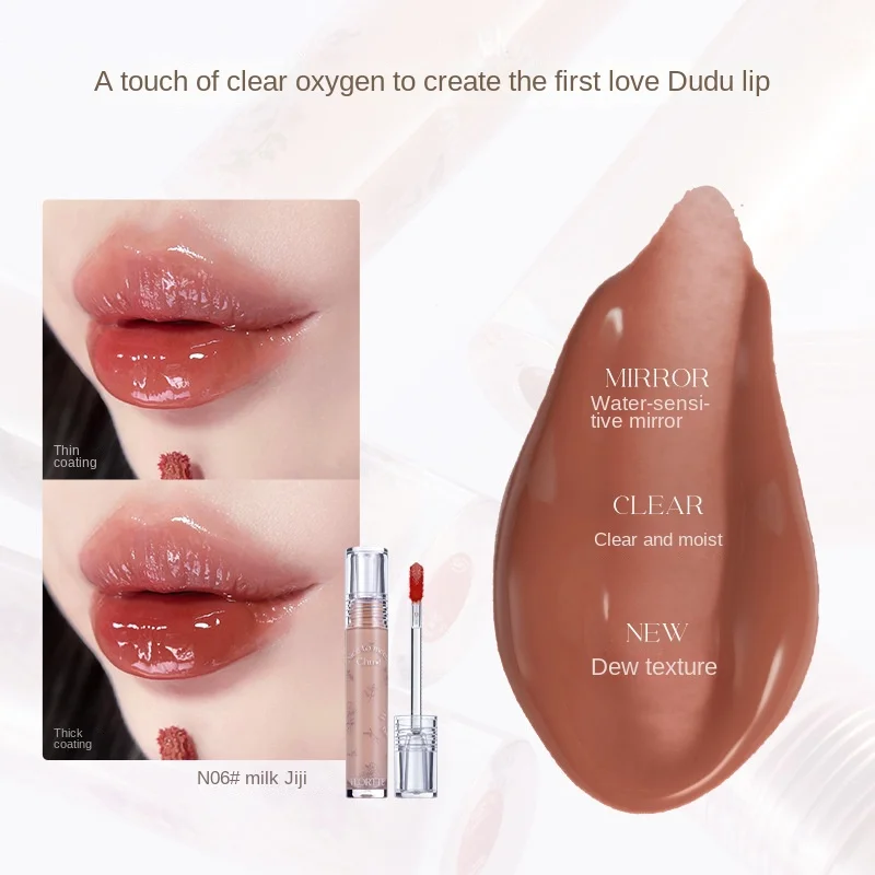FLORTTE Glow Lip Glaze First Kiss Dew Vitamin Long-Lasting Lip Gloss Lipstick Make Up Mirror Lipgloss Lip Gloss Lip Makeup Lip Glaze
