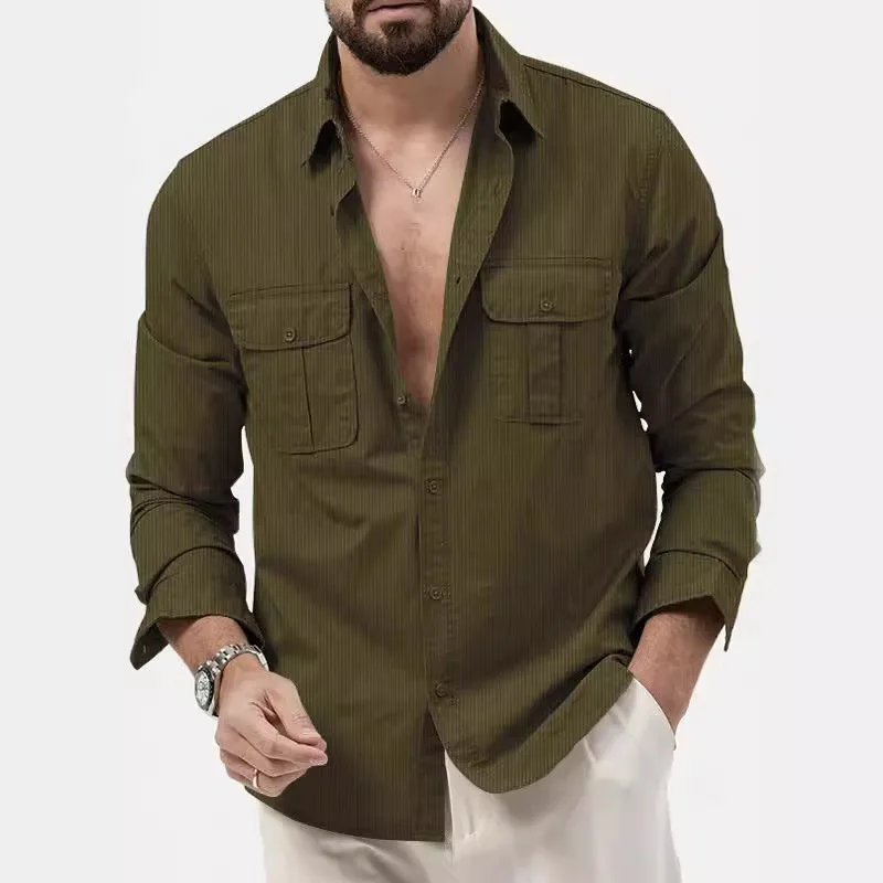 Men Corduroy Long Sleeve Blouse Tops