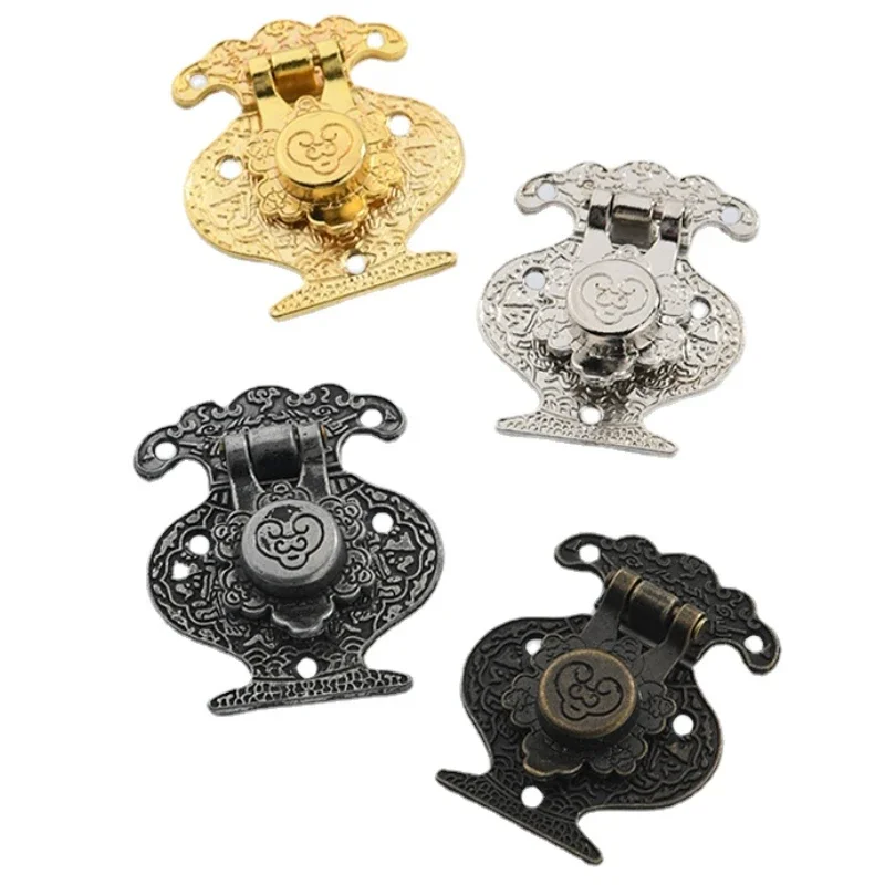 1pcs retro buckle antique case bag alloy wine box Antique lock buckle retro alloy rich vase wooden box latch hook kit