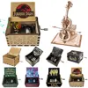 Hand Cranked Musical Box Wooden Vintage Musical Boxes Creative Engraved Music Boxes Children New Year Birthday Gift 1