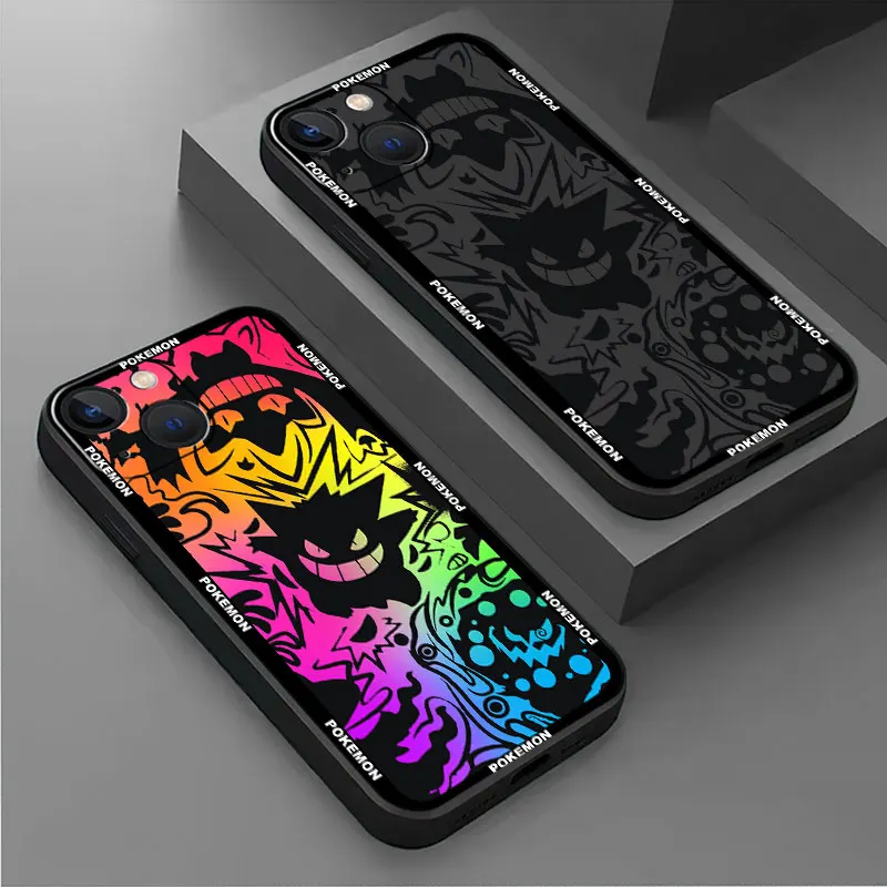 Custodia Per Apple Iphone 11 13 14 Pro Max 12 Mini X Xs Xr Cover Nera Per Telefono 7 8 Plus 6 6S Se 5 5S Soft Funda Pokemon Cool Gengar