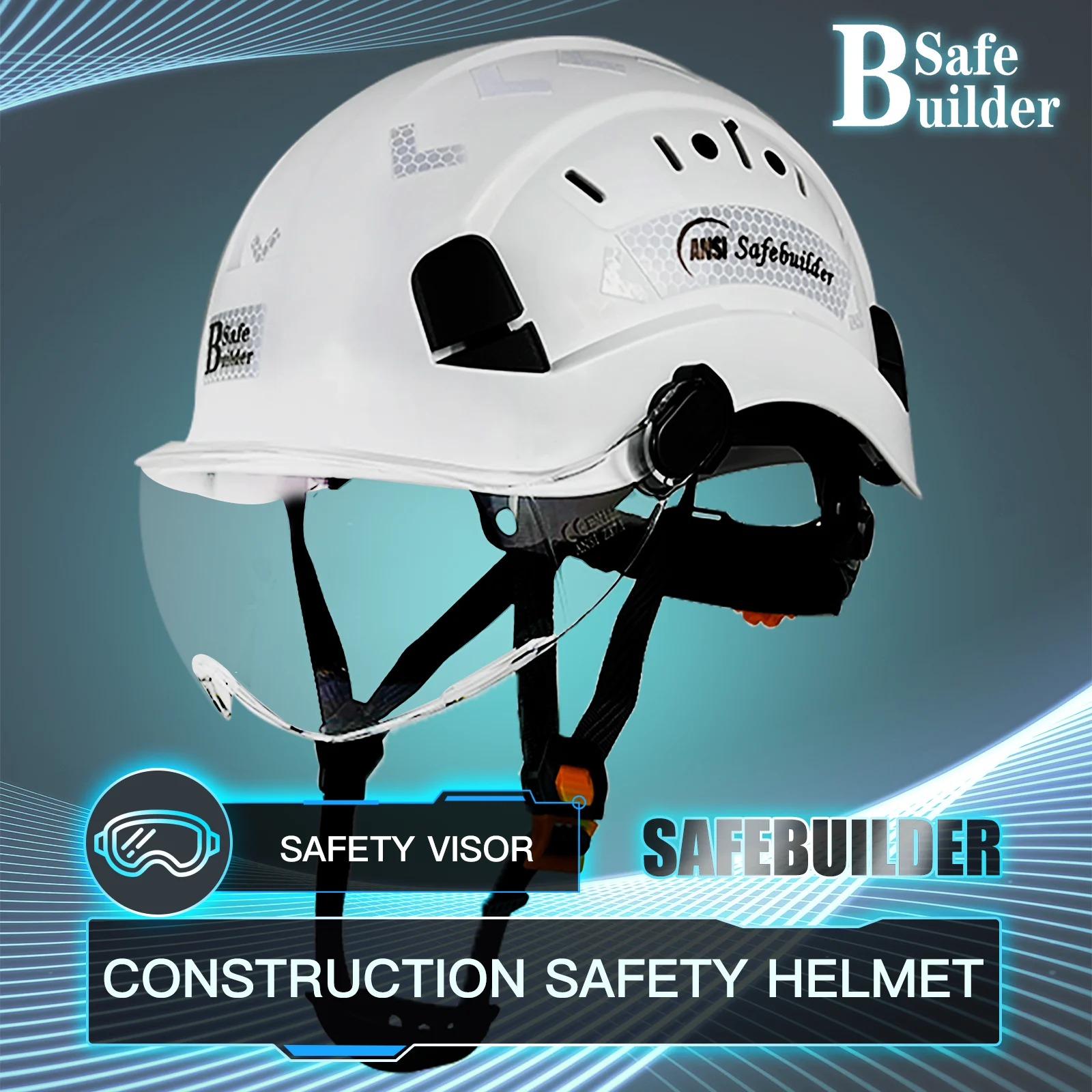 CE EN397 Construction Safety Helmet with Visor ABS Hard Hat