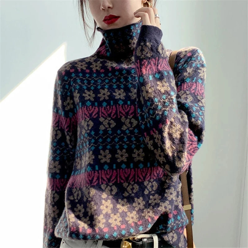 Top Leona Cuello Chimenea Jacquard Punto main image 1