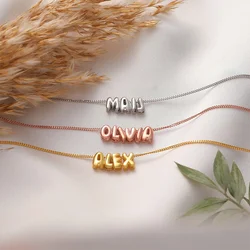 3D Bubble Letter Necklace Mini Custom Bubble Name Necklace Custom Balloon Initial Birthday Jewelry Mother's Day Gift For Her