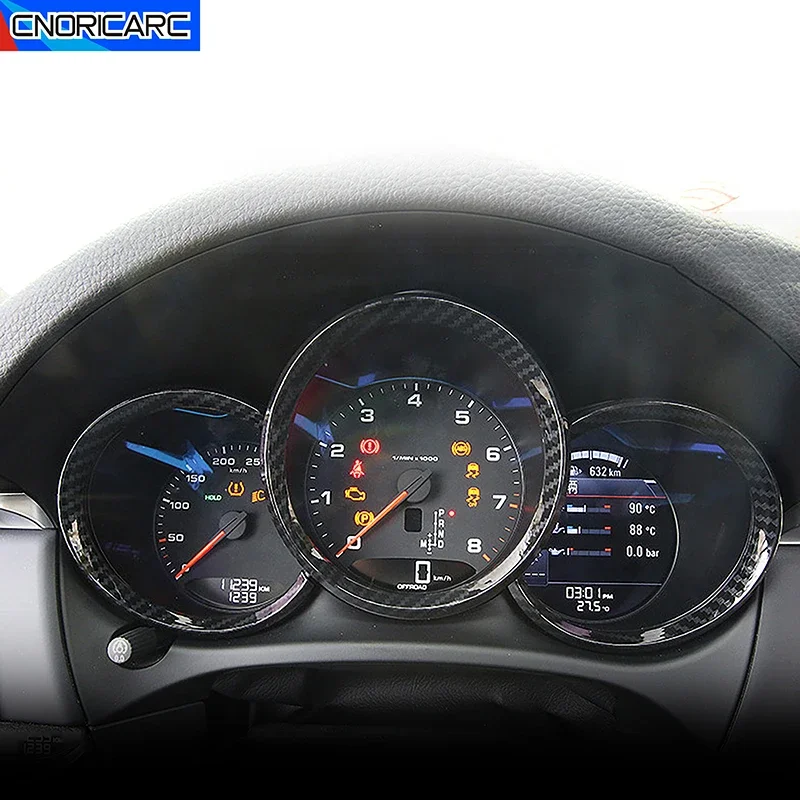 Colore In Fibra Di Carbonio Cruscotto Misuratore Dell'Olio Cerchi Cornice Decorazione Sticker Trim Per Porsche Macan 2014-21 Accessori Interni Per Aut