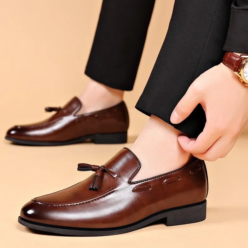 Casual Shoes Leather Shoes Men's Leather Shoes Fashion Business Casual Formal Dress Shoe Designer Loafers Moccasins Luxury Wedding Shoes for Men Big Size48