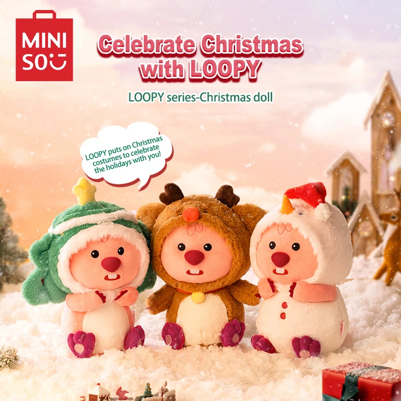 

MINISO LOOPY Рождественская серия плюшевая кукла подарок на день рождения кавайное украшение диван Подушка Аниме периферийные игрушки для девочек и детей