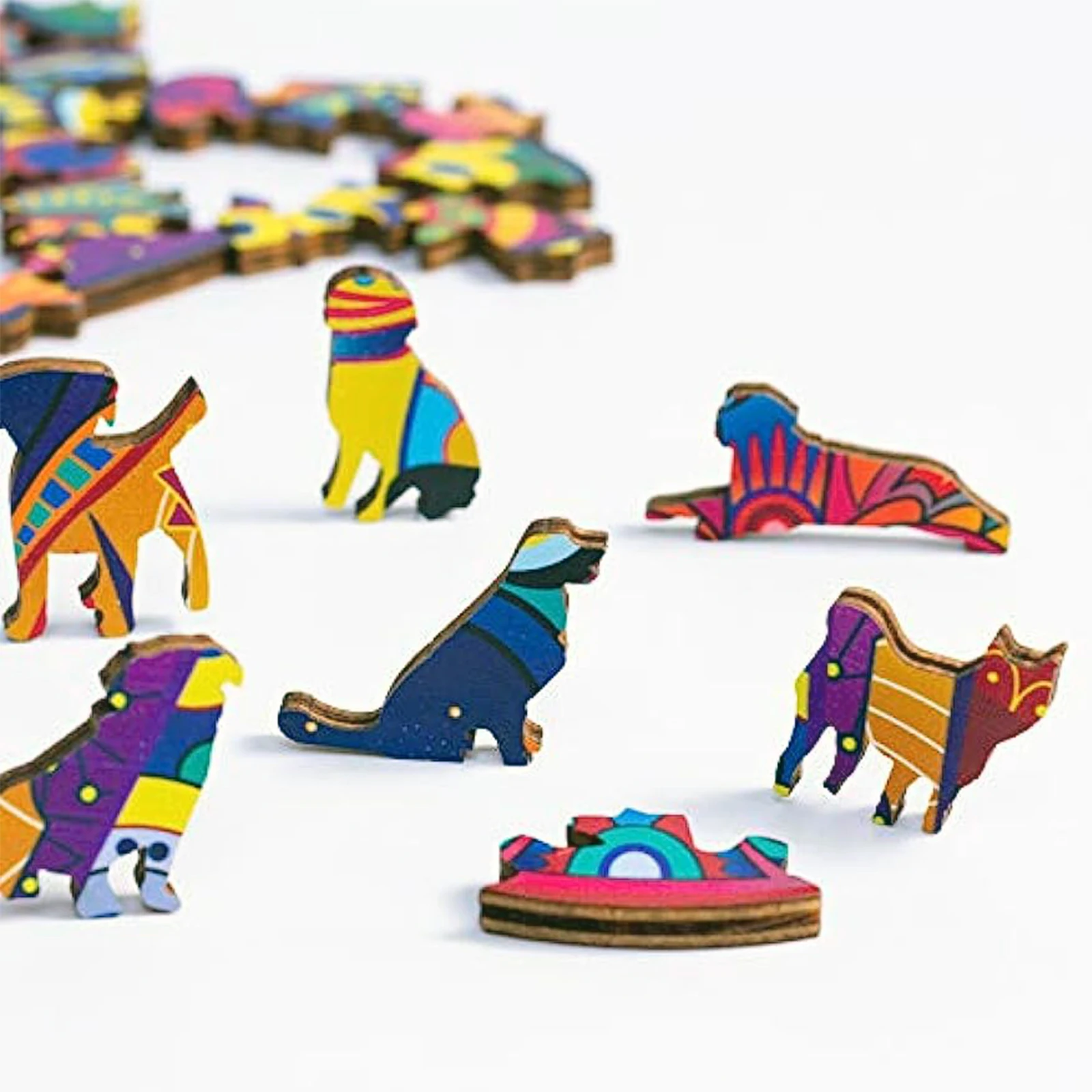 unique Cat Pattern Wooden Puzzle,Irregular Animal Shapes,  Leisure toys, The Gift for Halloween, Christmas, Birthday. 6