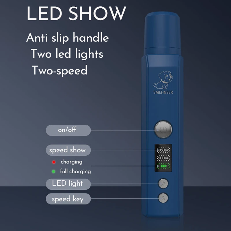 Professional Dog Nail Grinder Electric Pet Nail Trimmer Painless Paws Grooming Machine for Small Medium Large Dog Cats Low Noise pet nail grinder