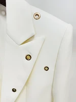 HIGH STREET 2026 Newest Designer Fashion Runway Suit Set Women's Slim Fit Single Button Rivet Eyelet Lapel Blazer Pants Set 2pcs - Image 2