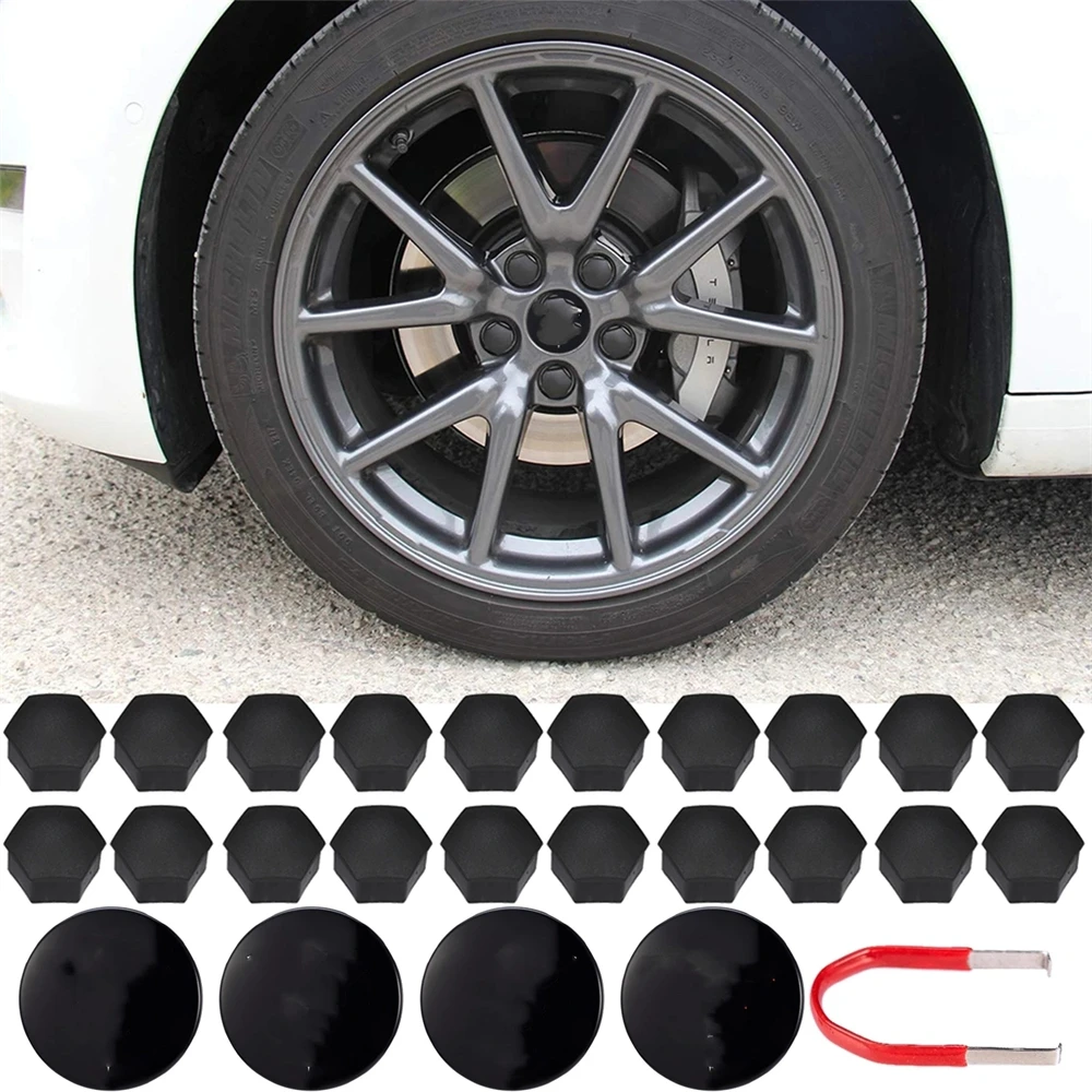 

Wheel Cap Kit Center Cap Hub Lug Nut Cover Black Red White Grey with 4 Center Cap 20 Lug Nut Cover For Tesla Model 3 Y S X