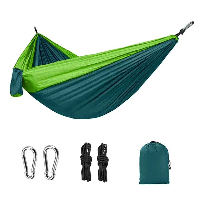 Single Person Portable Outdoor Camping Hammock With Nylon Color Matching Hammock High Strength Parachute Fabric Hanging Bed images - 6