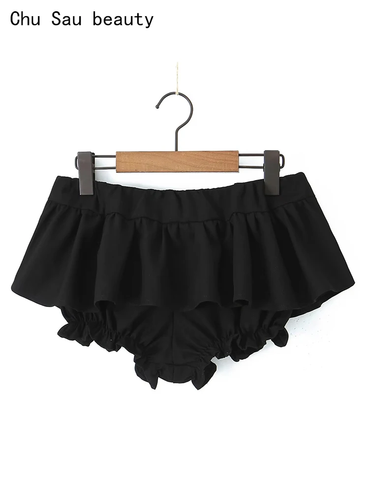 

2023 Women Summer Fashion Sexy Low Waist Super Short Skirt Hot Sweet Style Low Waist Folds Shorts Skirts Streetwear Chic Skorts