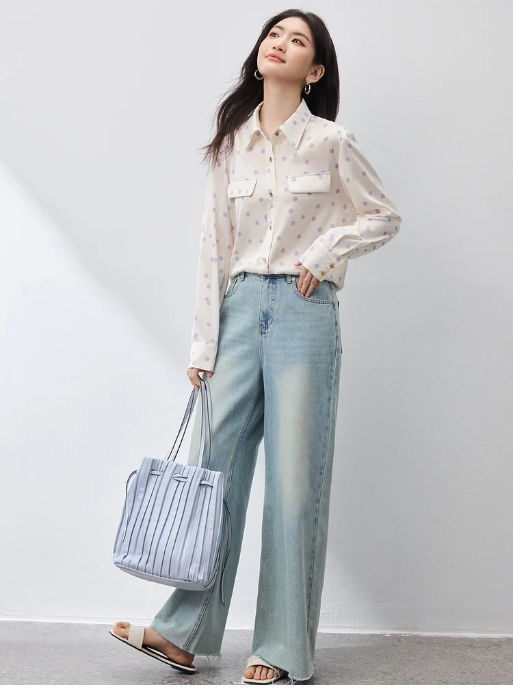 SENTUBILA purple polka dot shirt image 17