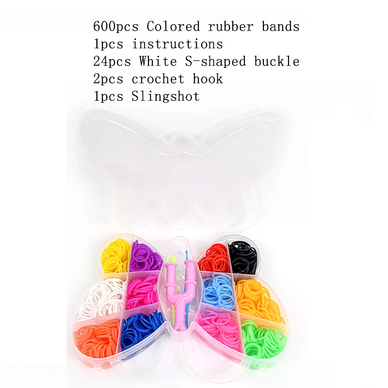 600-1500pcs+ Colorful Loom Bands Set Candy Color Bracelet Making