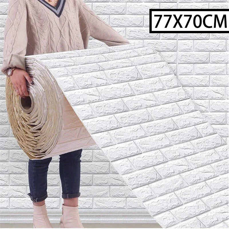 Wall Sticker 70x77CM 3D Foam Self-Adhesive Waterproof DIY for Living Room Bedroom Kitchen Wardrobe Home Decoration