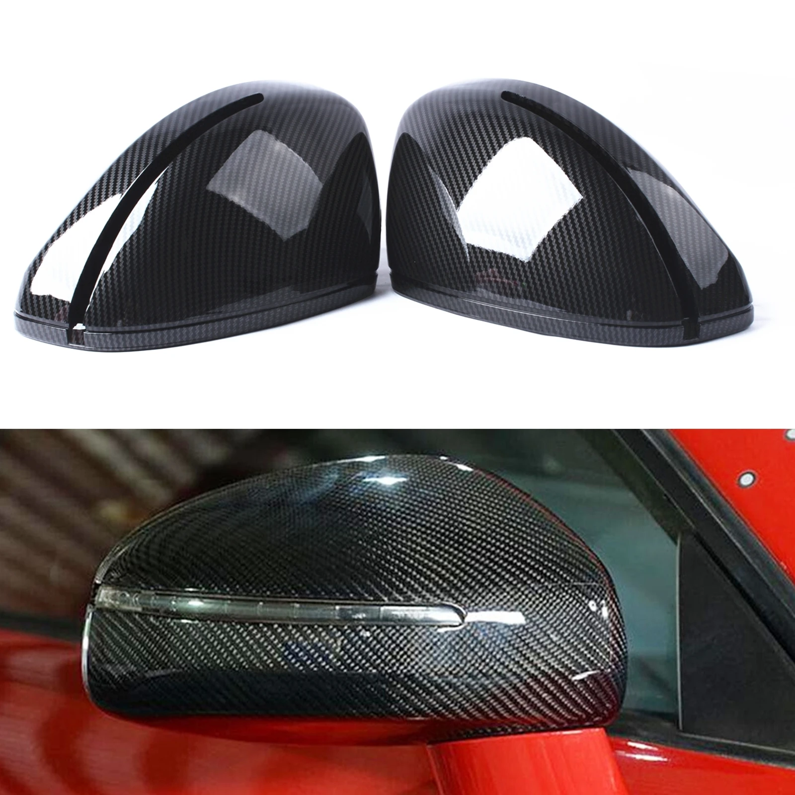 

Rear View Mirror Cover For Audi TT TTS TTRS MK2 (8J) R8 (42) 2007-2014 Carbon Fiber Look/Gloss Black Exterior Cap Replacement