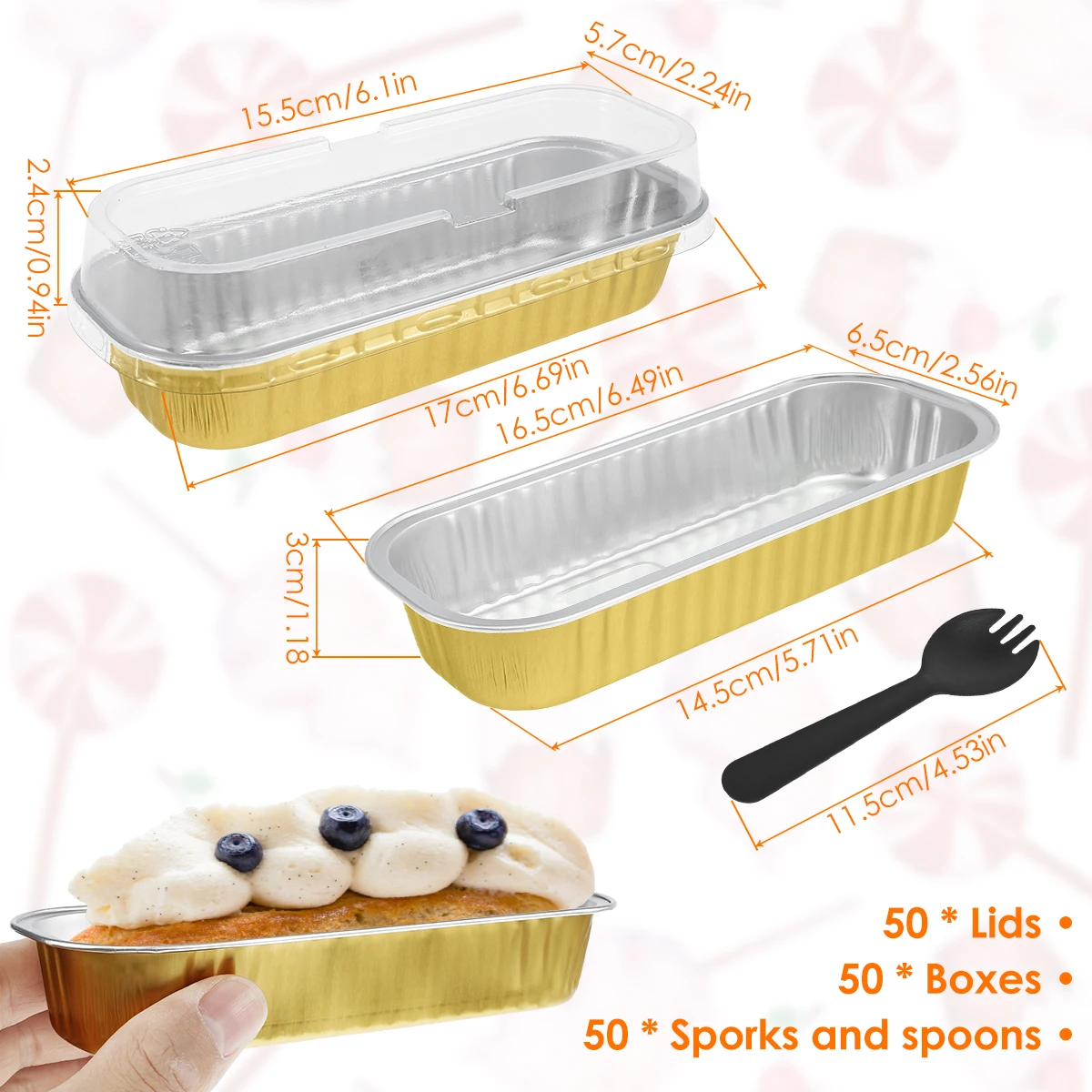 50pcs Aluminum Foil With Lids Tins Liners Muffin Disposable Cheesecake Mini  Loaf Baking Pan Cupcake Flans For Bread Rectangle - AliExpress