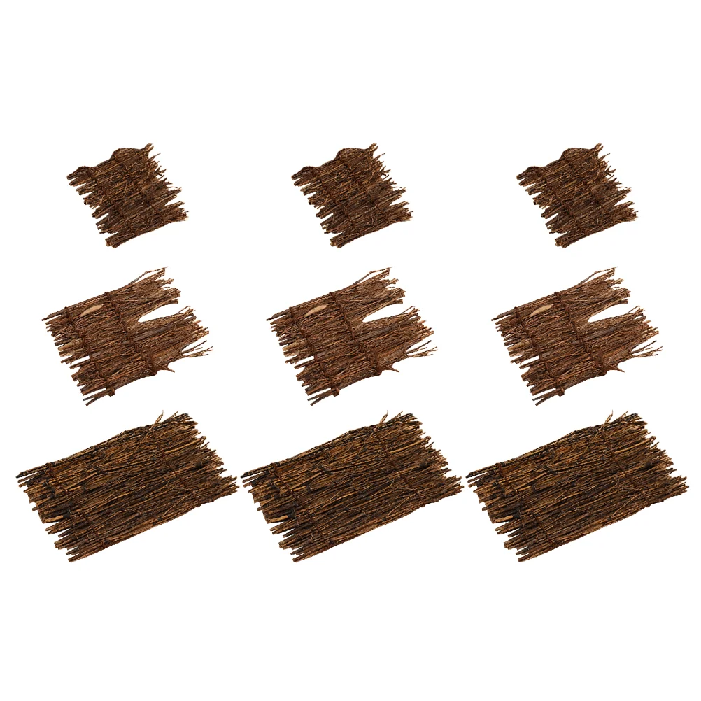 

9 Pcs Natural Purple Bamboo Fence Garden Border Japanese Sushi Plate Decor Mat Adornment Food