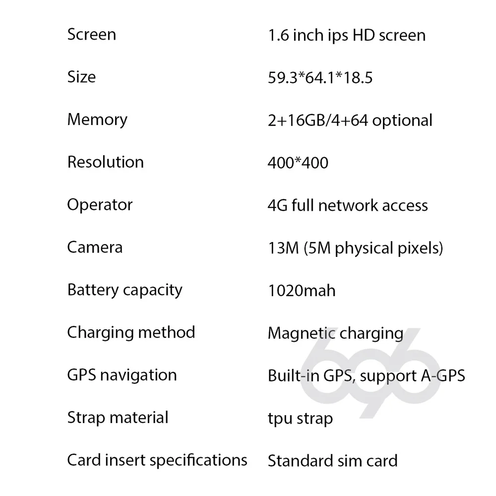 ο ȵ̵ 4G Ʈ ġ ߿  GPS  ø ī޶ 1.6 ġ 400*400 ȭ 4G RAM 64G ROM Sim ī Smartwatch