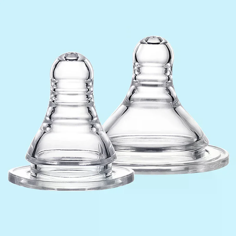2pcs Baby Silicone Wide Neck Soft Teats Nipple Circle Hole S/M/L Size Cross Hole Baby Bottles Natural Flow Nipples