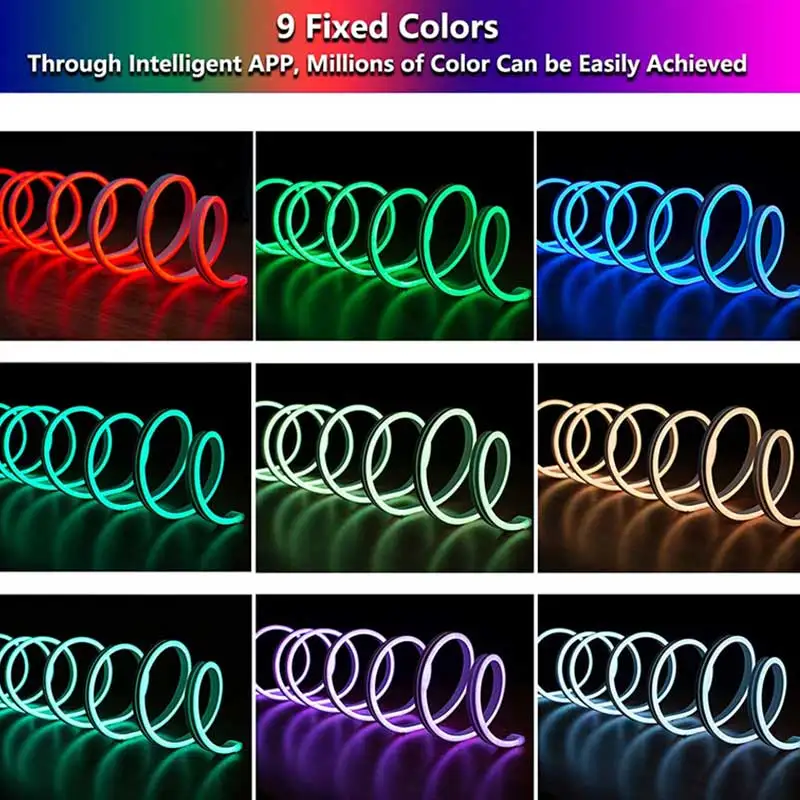 USB RGB 네온 LED 스트립, 블루투스 앱, TV 홈 네온 장식 조명용 RGB 네온 테이프 리모컨, 5V, 1M, 2M, 3M, 4M, 5M