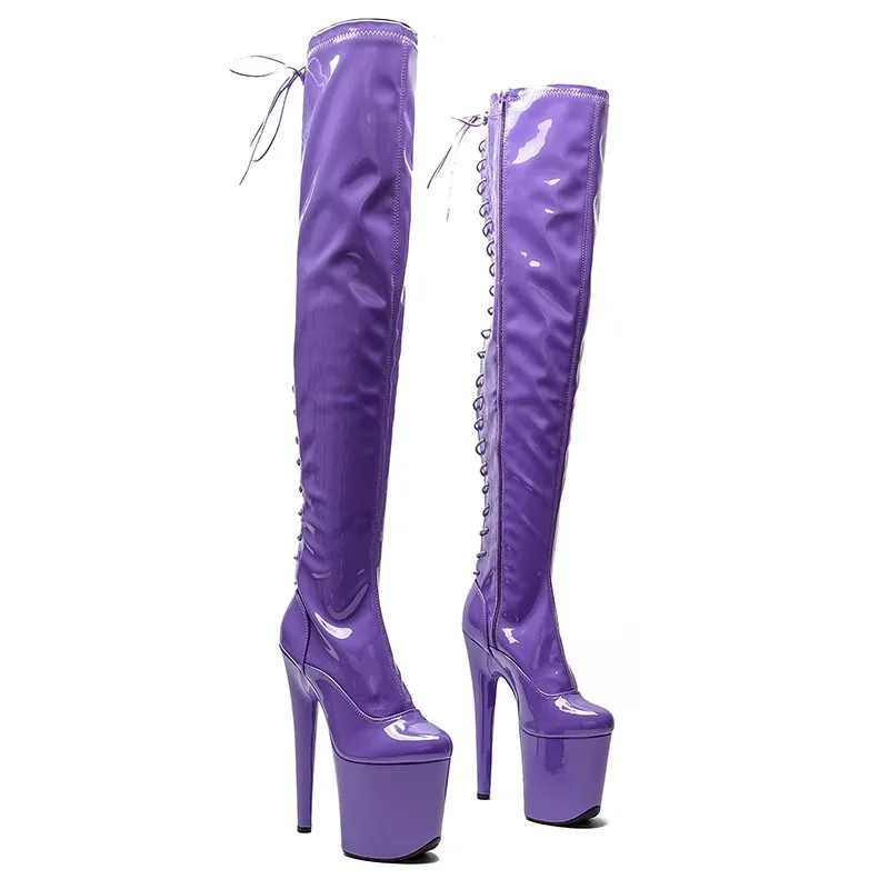 

LAIJIANJINXIA New Fashion PU Upper 20CM/8inches Pole Dancing Shoes High Heel Platform Women Modern Over-the-Knee Boots 609