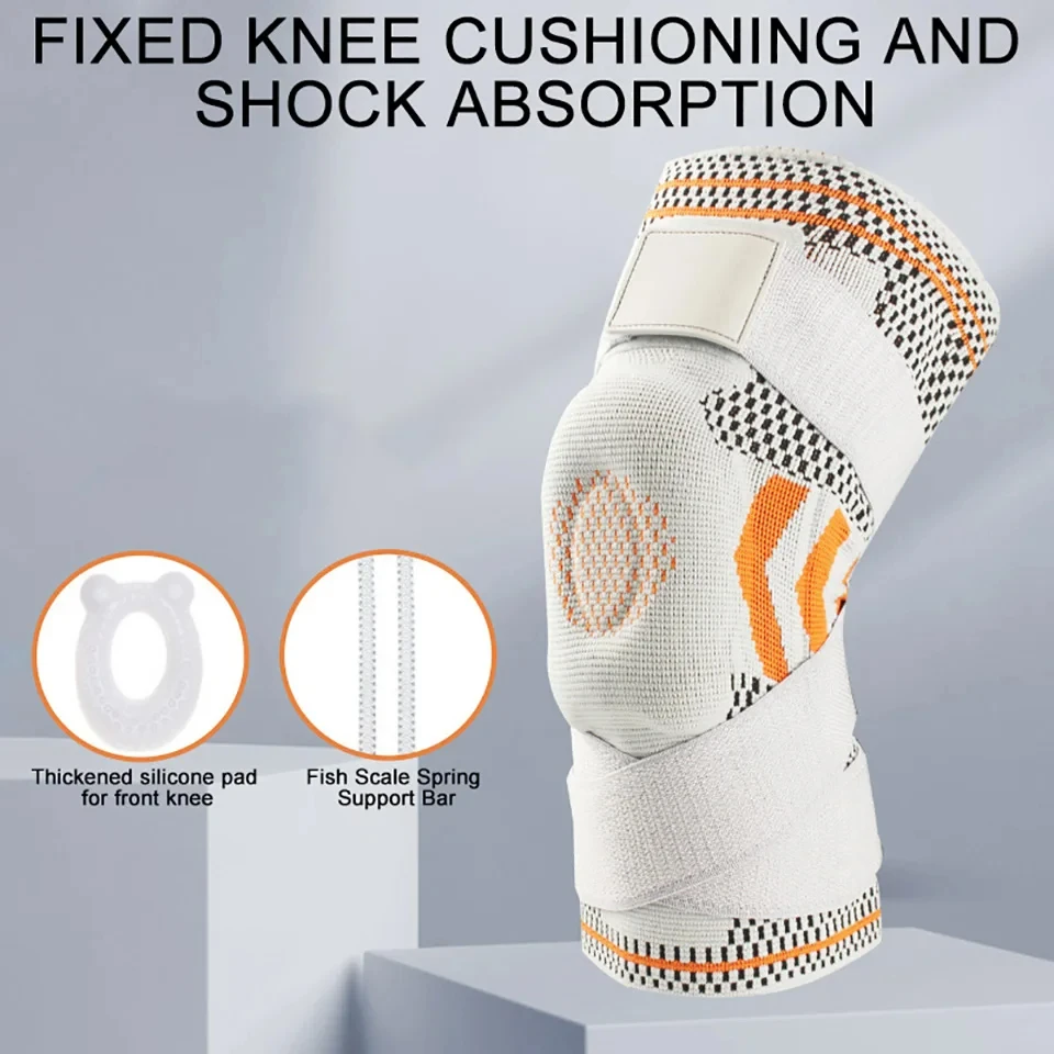 Knee Brace Compression Knee Sleeve with Patella Gel Pad&Side Stabilizers Support Bandage for Pain Relief 1Pcs