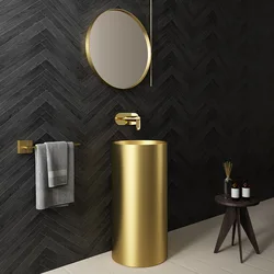 Nordic Golden Cylindrical Stainless Steel Wash Basin Basin Integrated Bar Hotel Column Washbasin Pool
