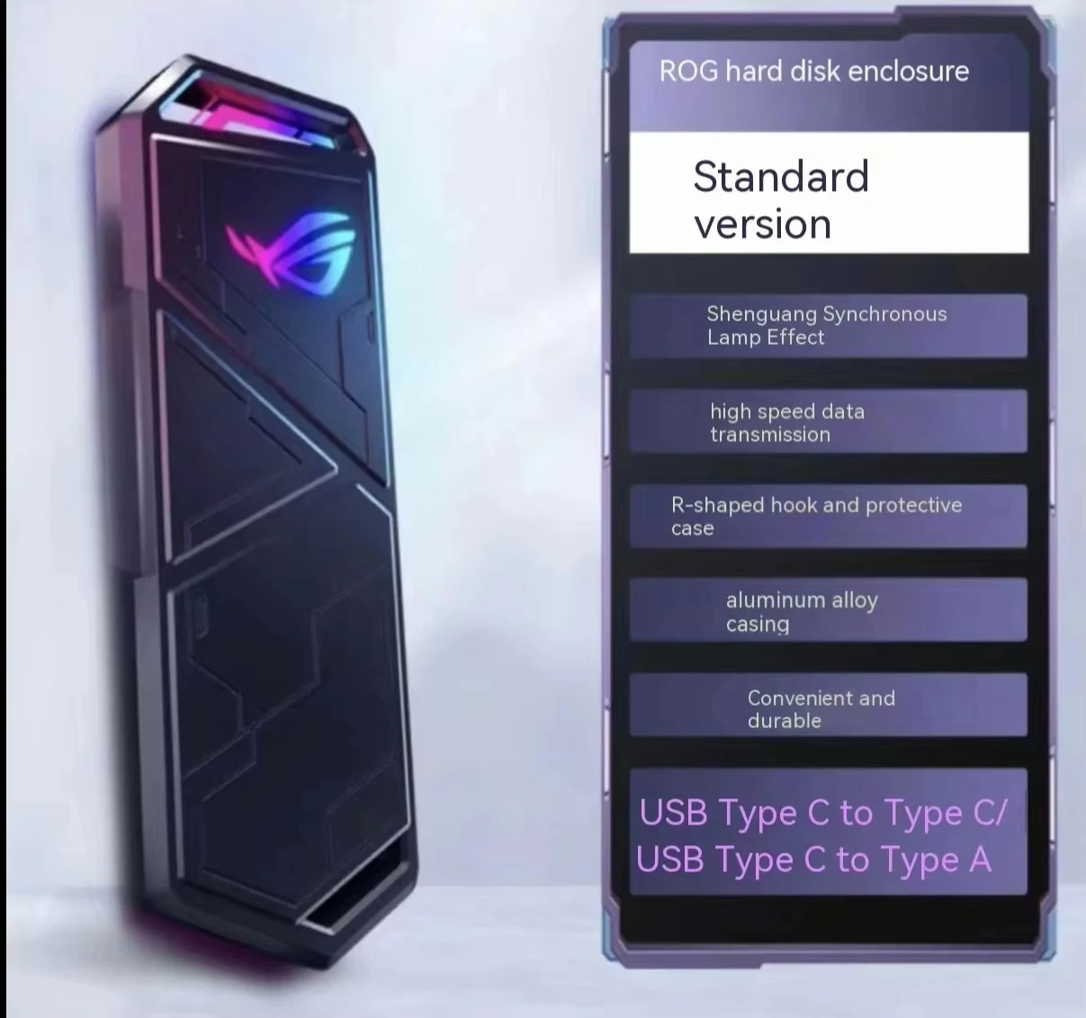ROG Strix Arion M.2 NVMe SSD Enclosure-USB 3.2 Gen2x2 20Gbps for 2230/2280 Drives with Tool-Free Install & Aluminum Heat Sink