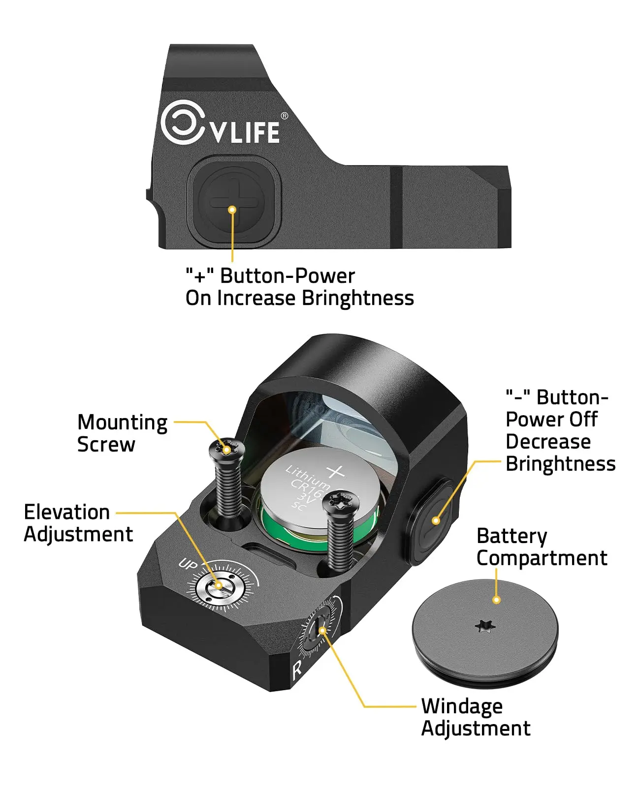 MIDTEN WolfProwl Red Dot Sight Pistol with RMR Footprint 3 MOA Sight Adapter Plate MOS Motion Awake Footprint Airsoft