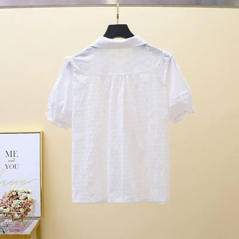 여아 여름 블라우스 키즈 사이즈 순면 반팔 흰색 셔츠 리본 레이스 러플 디자인 캐주얼 엘레강스 패셔너블 탑