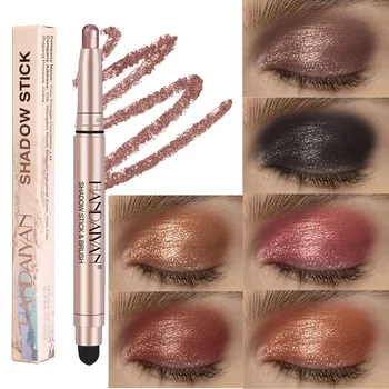 Heallor Double-head Eyeshadow Stick Diamond Shimmer Highlighter Pencil Pearl Pigment Long Lasting Cream Eye Shadow Matte Brush P - Thumbnail 2