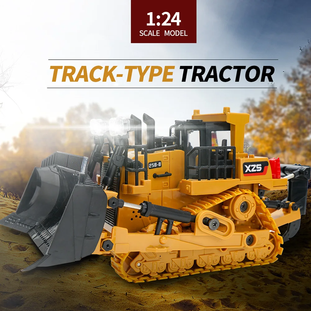 1:24 9CH Diecast Model Alloy RC Excavator Bulldozer Toys Remote Control Engineering Car Remote Control Tractor Electric Car Kid fast remote control cars