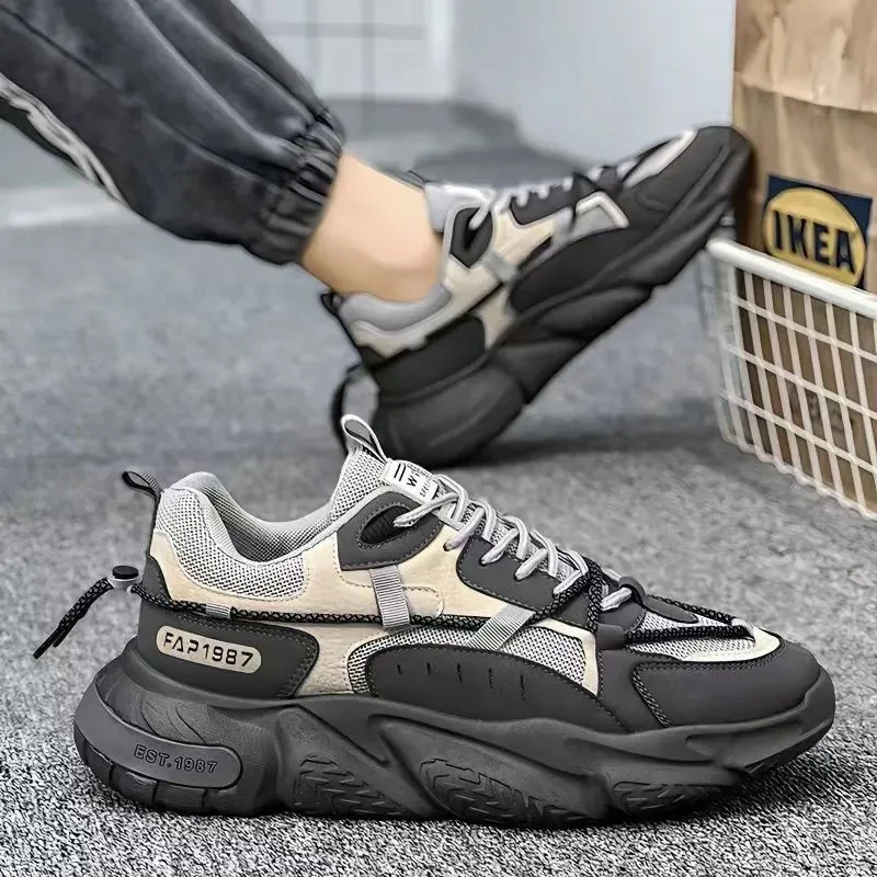 

Trendy Male Sneakers New 2023 Tennis Shoes Breathable Running Outdoor Sport Sneakers Basketball Trainers Thick Bottom Sneakers