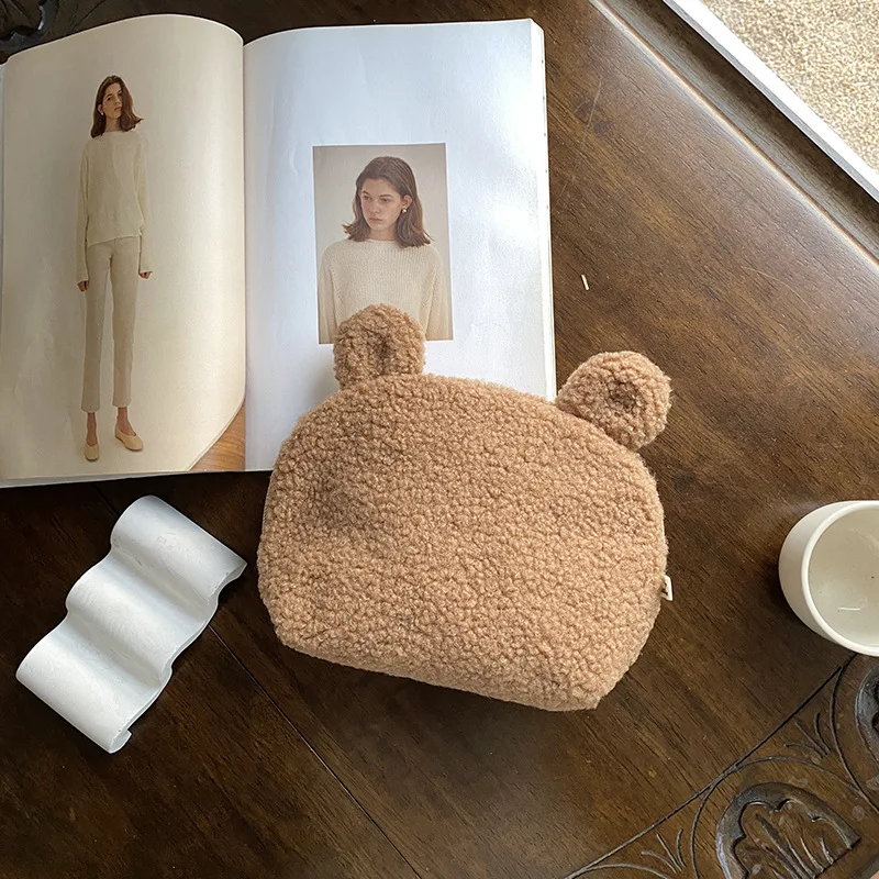 개인 맞춤형 테디 셰르파 대형 화장품 가방 | 맞춤형 화장품 가방 | 맞춤형 여행 가방 | 신부 들러리 선물 | 결혼식 답례품