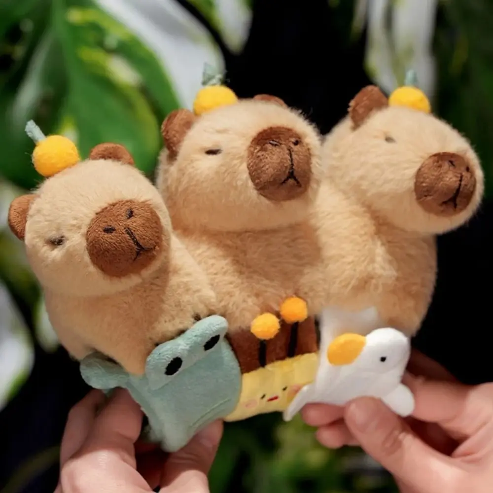 With Orange Capybara Plush Slap Bracelet Wristband Clap Circle Toy Capybara Slap Snap Doll Toy Fluffy Stuffed Animals