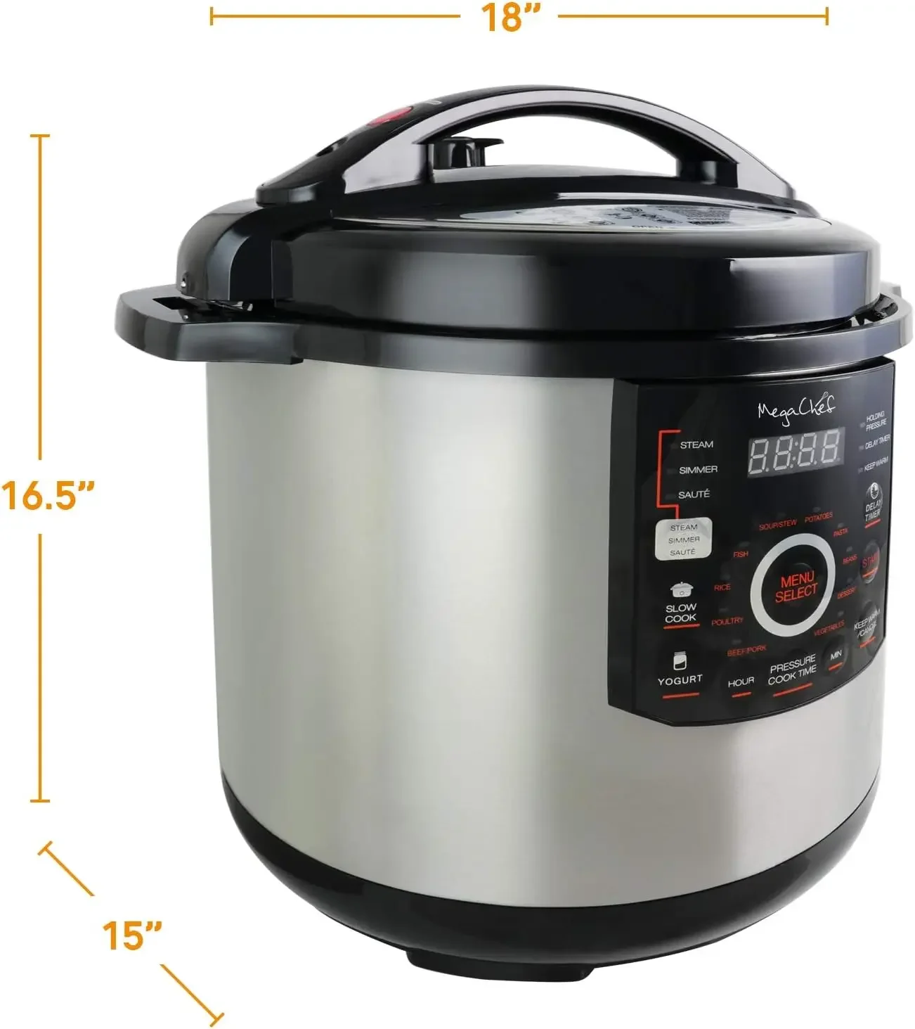 12 Quart Digital Pressure Cooker with 15 Preset Options and Glass Lid, Silver 5