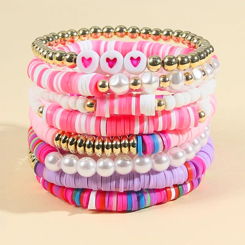 Boho Style Preppy Teen Girls Stretch Bracelets Set Y2K Jewelry