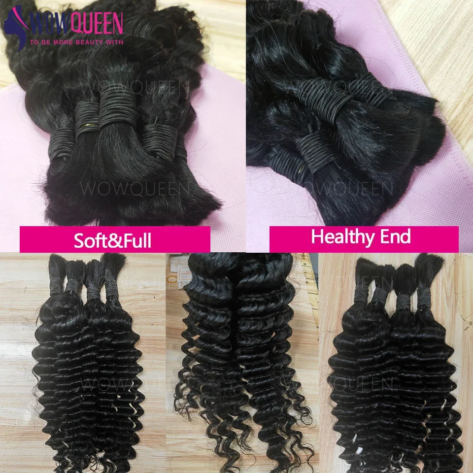 Bulk Braiding Hair 100% Human hair Deep Wave No Weft Boho Braids Human Hair Bulk Curly Extensions Brazilian Remy Hair 50g/100g 3